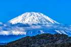 Colorful snowy Mount Fuji, Hiratsuka, Kanagawa, Japan. Highest mountain in Japan over 12,000 feet. Art Print